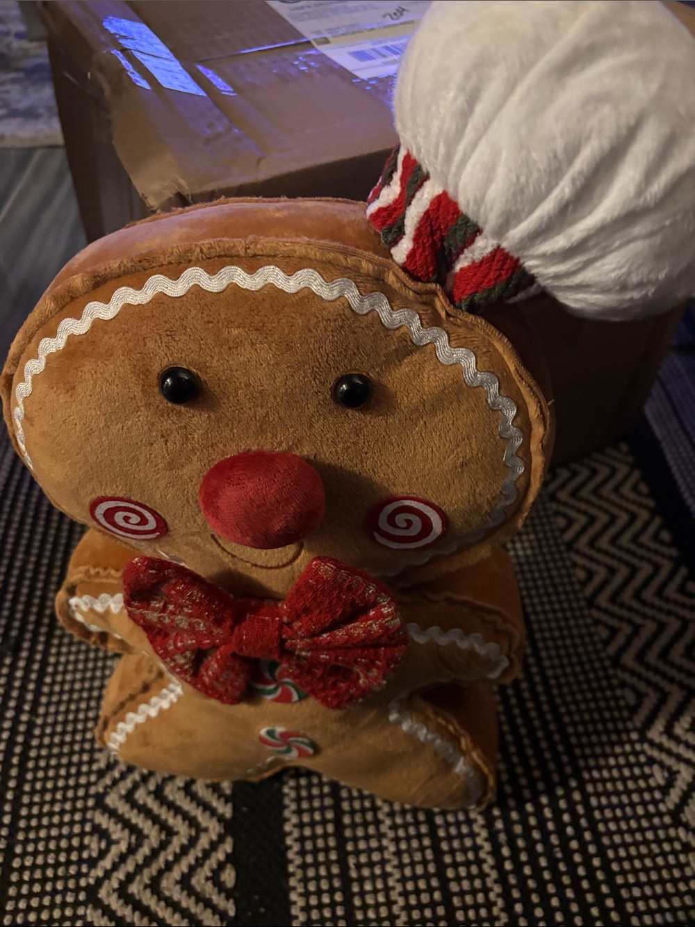 Kohl's Brown Gingerbread Plush with Red Accents